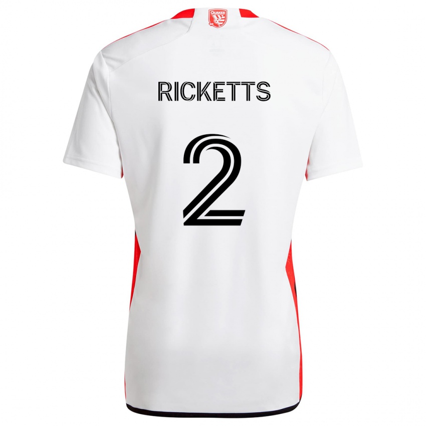 Kinderen Jamar Ricketts #2 Wit Rood Uitshirt Uittenue 2024/25 T-Shirt