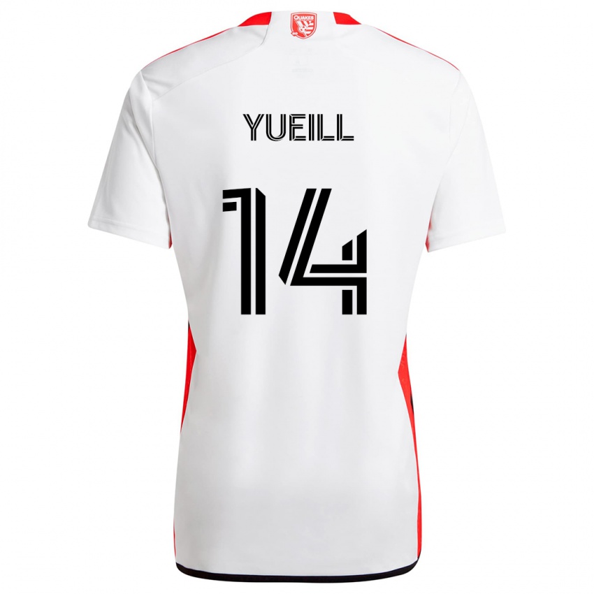 Kinderen Jackson Yueill #14 Wit Rood Uitshirt Uittenue 2024/25 T-Shirt