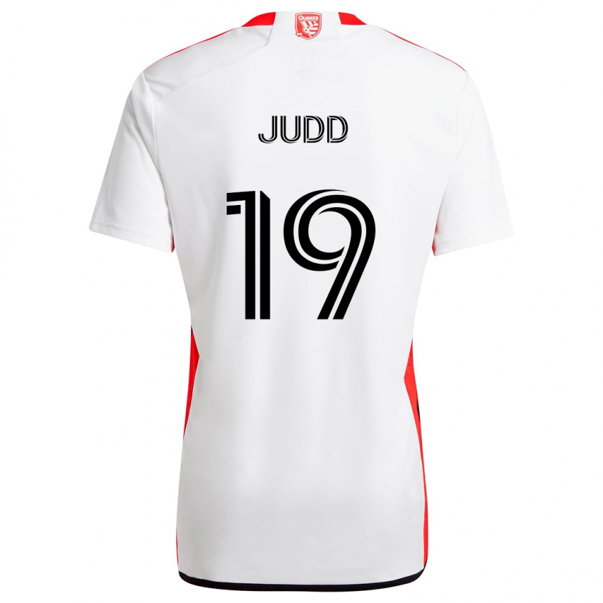 Kinderen Preston Judd #19 Wit Rood Uitshirt Uittenue 2024/25 T-Shirt