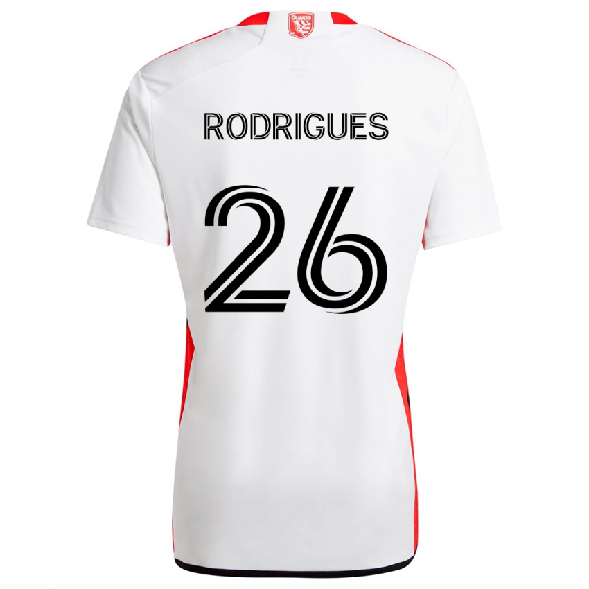 Kinderen Rodrigues #26 Wit Rood Uitshirt Uittenue 2024/25 T-Shirt