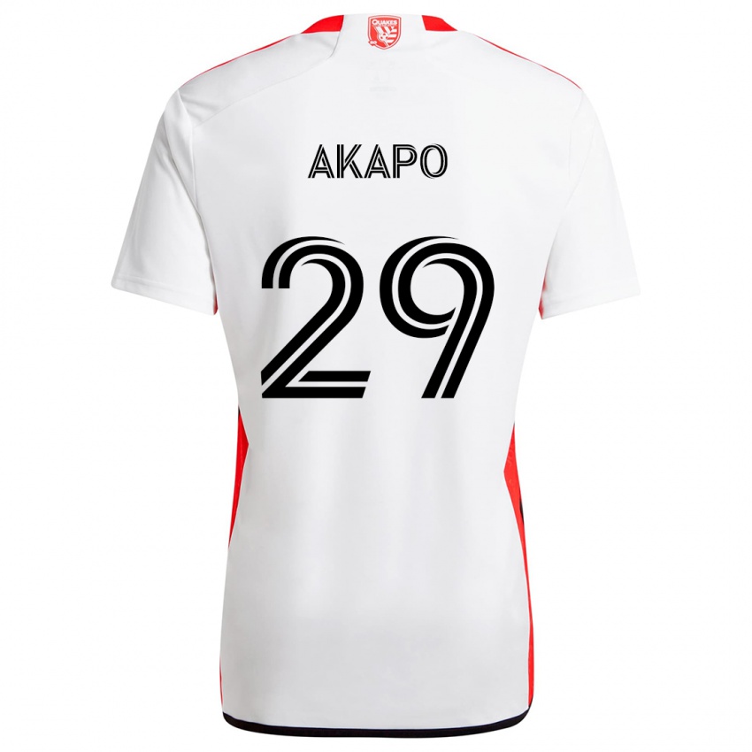 Kinderen Carlos Akapo #29 Wit Rood Uitshirt Uittenue 2024/25 T-Shirt