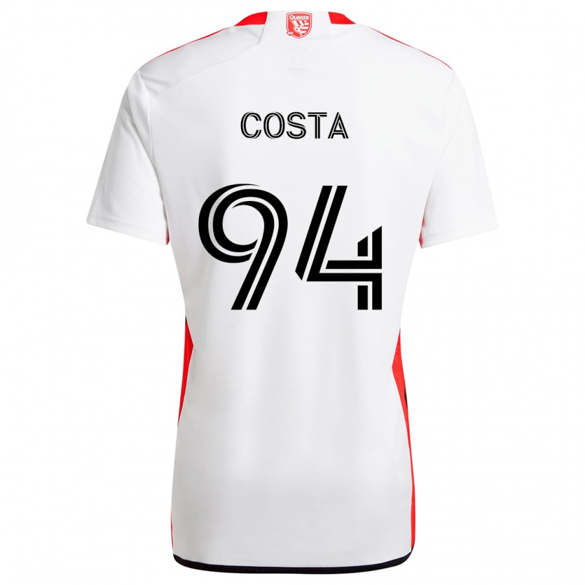 Kinderen Vítor Costa #94 Wit Rood Uitshirt Uittenue 2024/25 T-Shirt