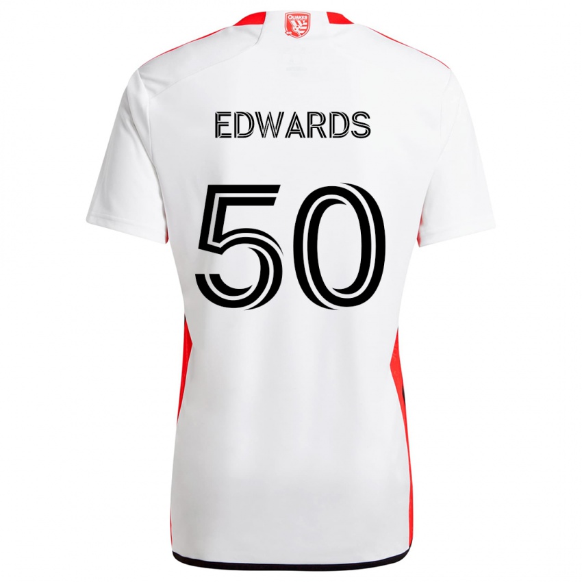 Kinderen Aaron Edwards #50 Wit Rood Uitshirt Uittenue 2024/25 T-Shirt