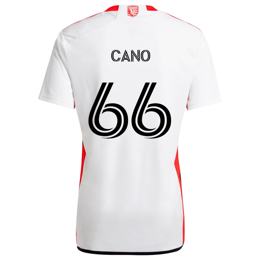 Kinderen Alejandro Cano #66 Wit Rood Uitshirt Uittenue 2024/25 T-Shirt