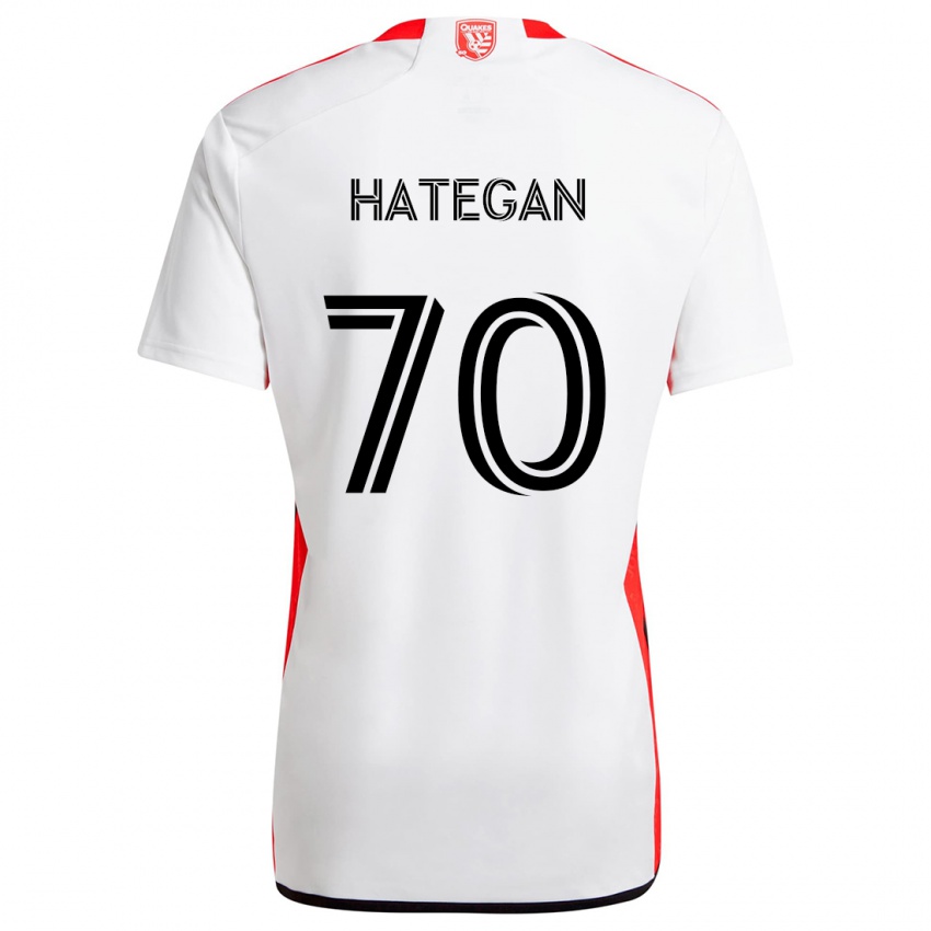 Kinderen Roberto Hategan #70 Wit Rood Uitshirt Uittenue 2024/25 T-Shirt