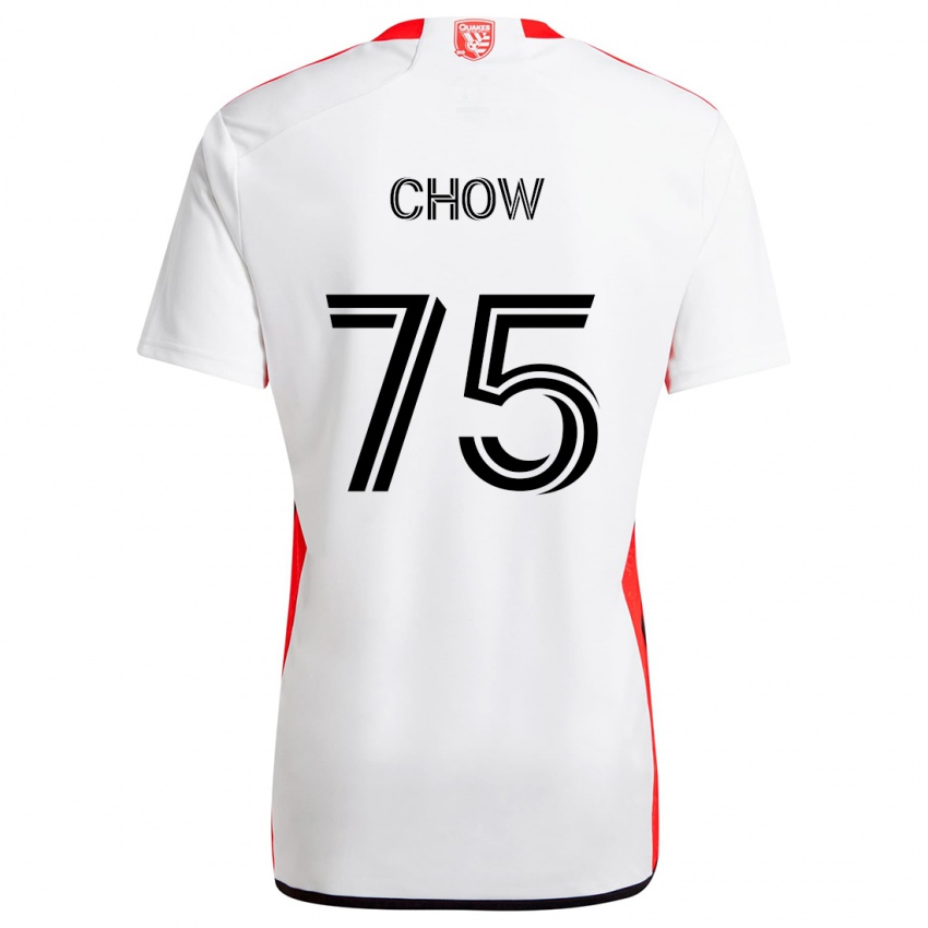 Kinderen Alex Chow #75 Wit Rood Uitshirt Uittenue 2024/25 T-Shirt