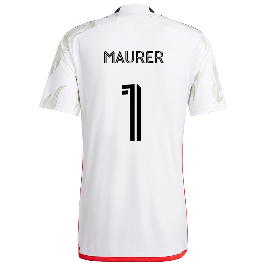 Kinderen Jimmy Maurer #1 Wit Rood Zwart Uitshirt Uittenue 2024/25 T-Shirt