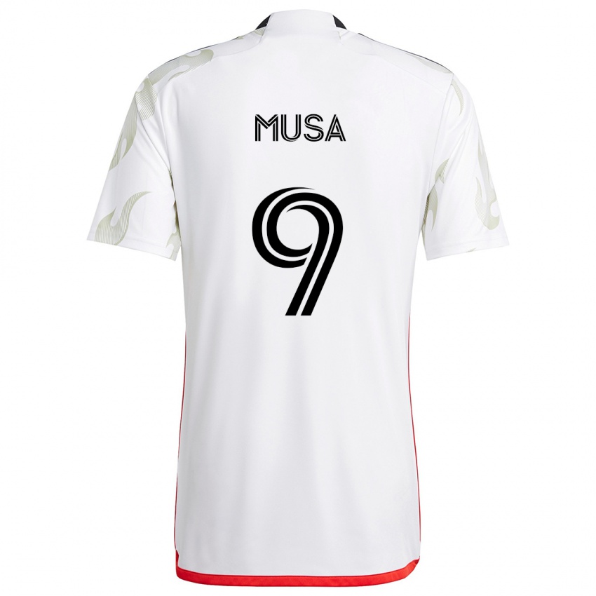 Kinderen Petar Musa #9 Wit Rood Zwart Uitshirt Uittenue 2024/25 T-Shirt