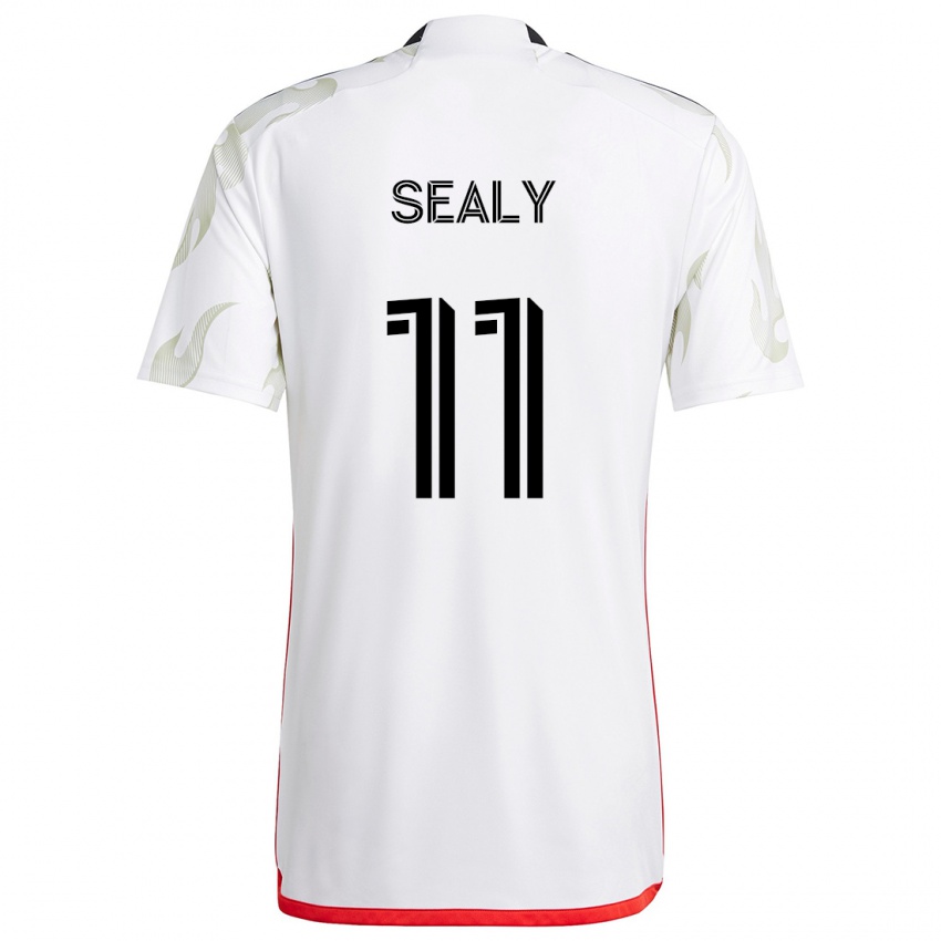 Kinderen Dante Sealy #11 Wit Rood Zwart Uitshirt Uittenue 2024/25 T-Shirt