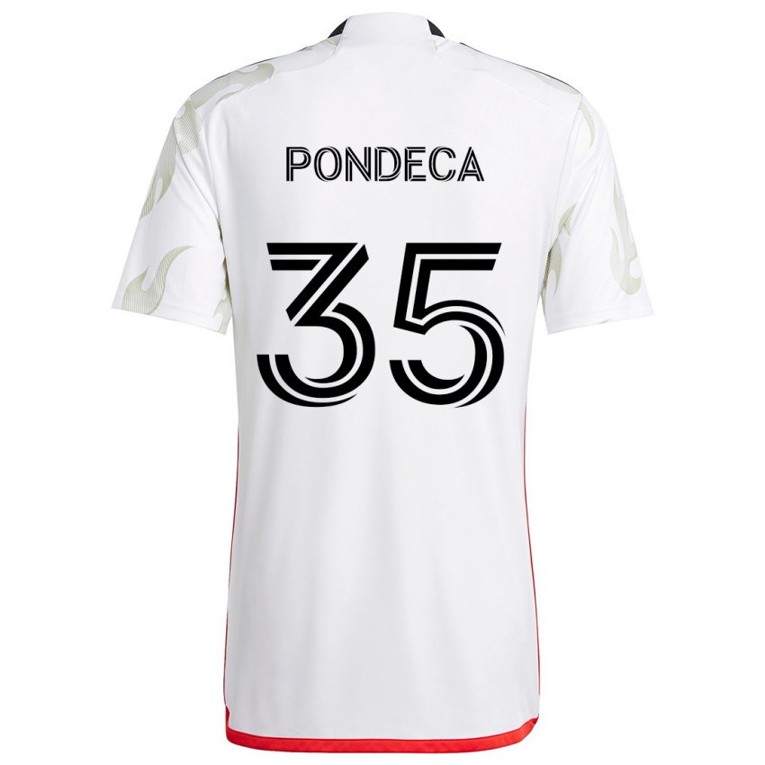 Kinderen Tomas Pondeca #35 Wit Rood Zwart Uitshirt Uittenue 2024/25 T-Shirt