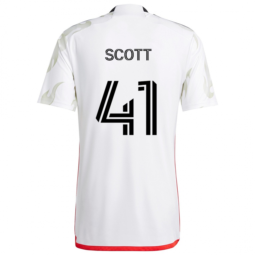 Kinderen Tarik Scott #41 Wit Rood Zwart Uitshirt Uittenue 2024/25 T-Shirt