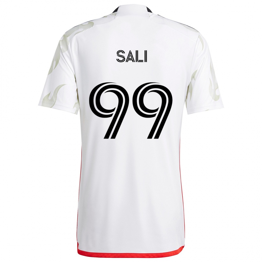 Kinderen Enes Sali #99 Wit Rood Zwart Uitshirt Uittenue 2024/25 T-Shirt