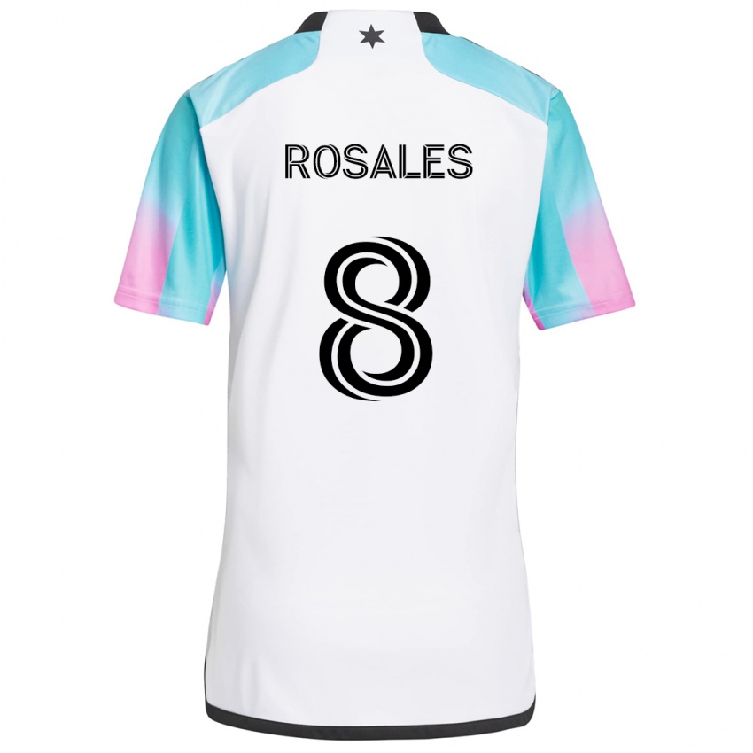 Kinderen Joseph Rosales #8 Wit Blauw Zwart Uitshirt Uittenue 2024/25 T-Shirt