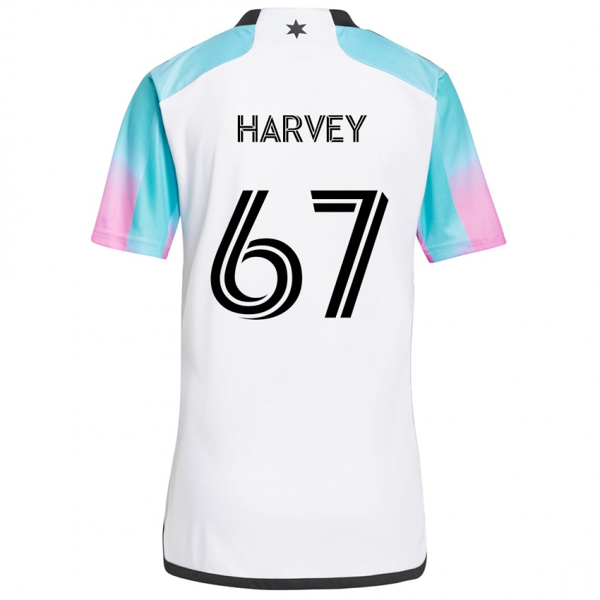 Kinderen Carlos Harvey #67 Wit Blauw Zwart Uitshirt Uittenue 2024/25 T-Shirt