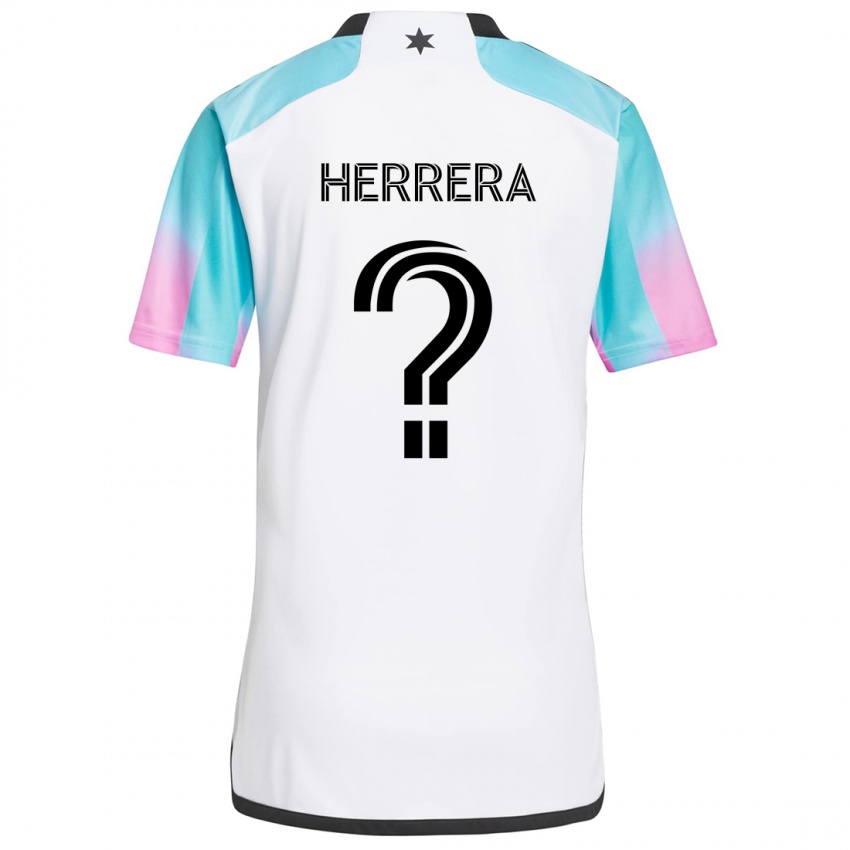 Kinderen Oscar Herrera #0 Wit Blauw Zwart Uitshirt Uittenue 2024/25 T-Shirt