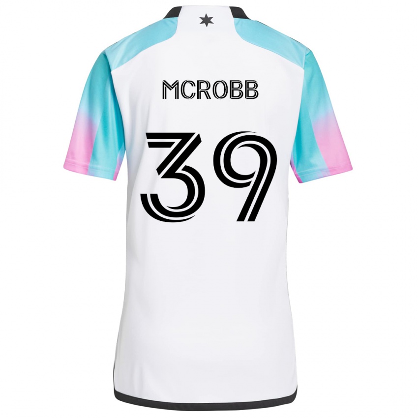 Kinderen Finn Mcrobb #39 Wit Blauw Zwart Uitshirt Uittenue 2024/25 T-Shirt