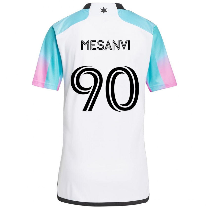 Kinderen Loïc Mesanvi #90 Wit Blauw Zwart Uitshirt Uittenue 2024/25 T-Shirt