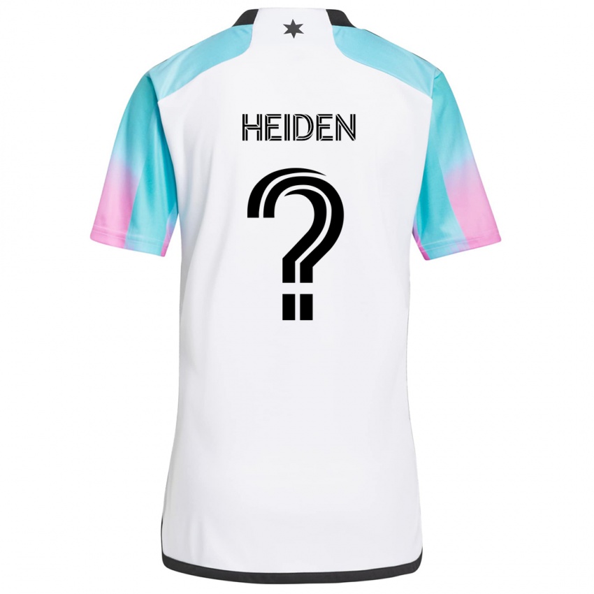 Kinderen Adam Heiden #0 Wit Blauw Zwart Uitshirt Uittenue 2024/25 T-Shirt