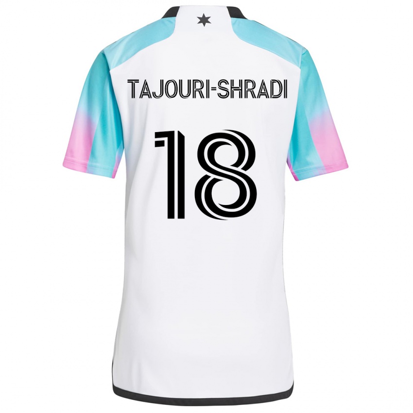 Kinderen Ismael Tajouri-Shradi #18 Wit Blauw Zwart Uitshirt Uittenue 2024/25 T-Shirt