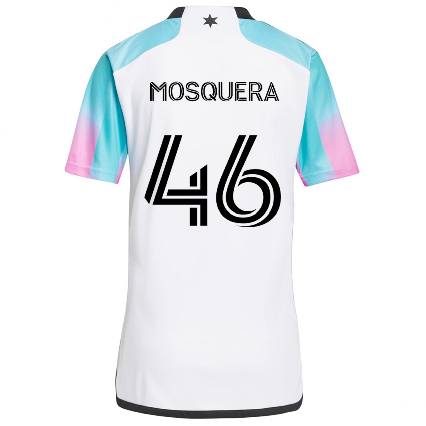 Kinderen Juan Camilo Mosquera #46 Wit Blauw Zwart Uitshirt Uittenue 2024/25 T-Shirt