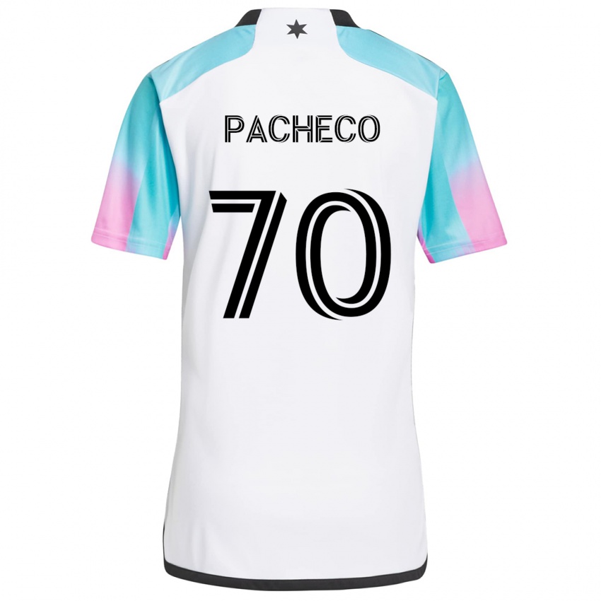 Kinderen Diogo Pacheco #70 Wit Blauw Zwart Uitshirt Uittenue 2024/25 T-Shirt