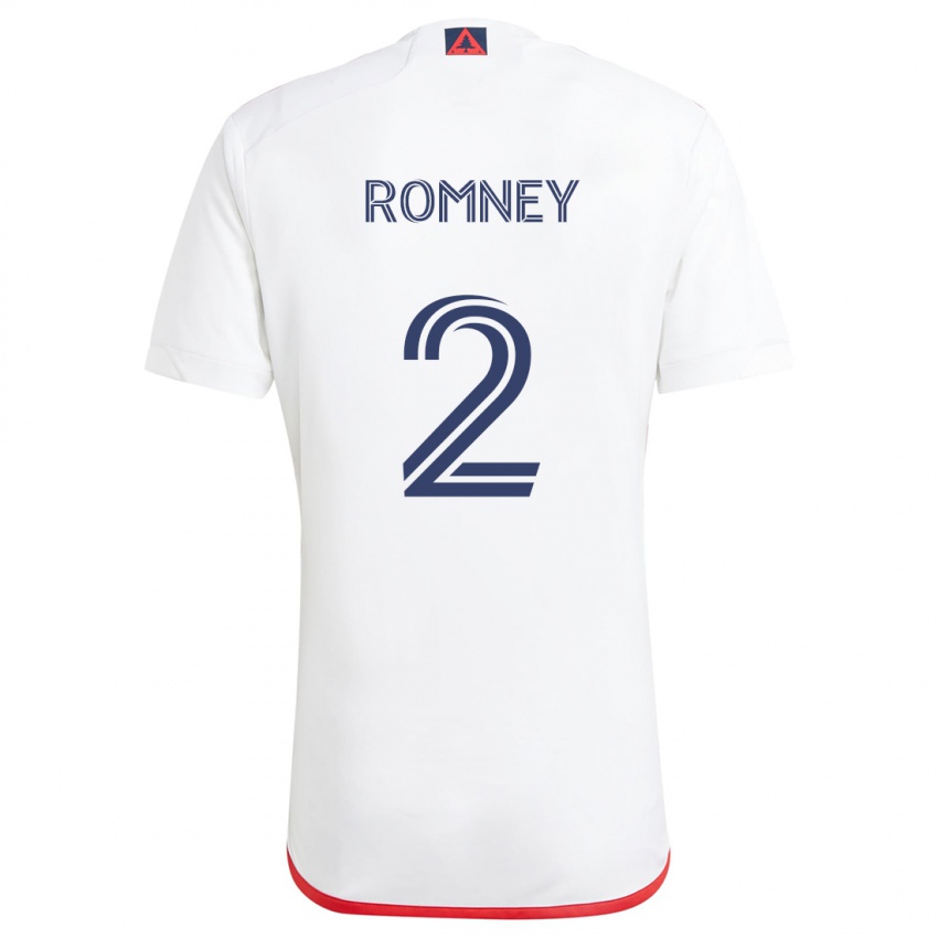 Kinderen Dave Romney #2 Wit Rood Uitshirt Uittenue 2024/25 T-Shirt