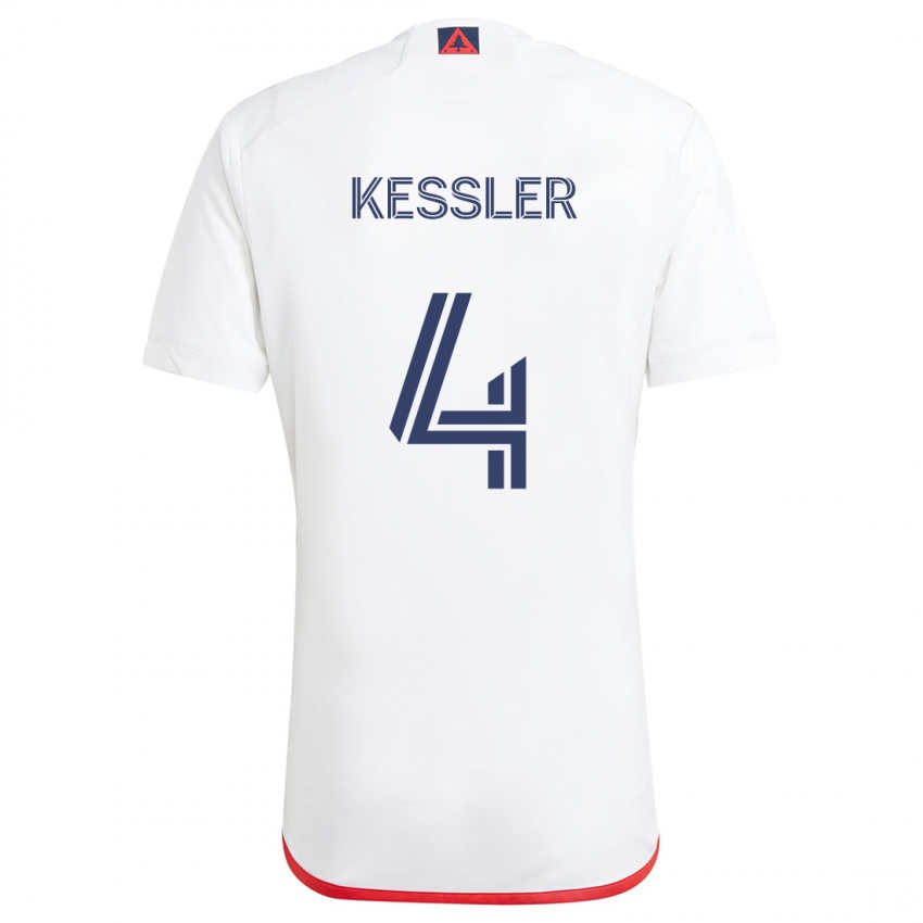 Kinderen Henry Kessler #4 Wit Rood Uitshirt Uittenue 2024/25 T-Shirt