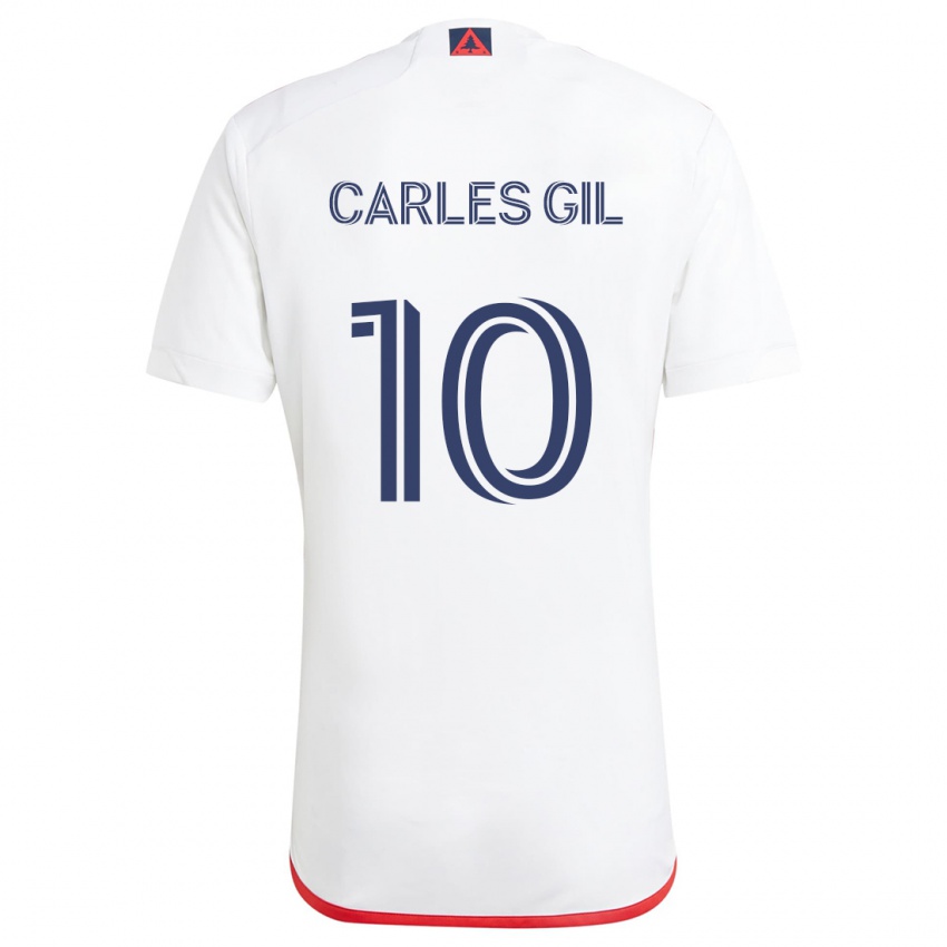 Kinderen Carles Gil #10 Wit Rood Uitshirt Uittenue 2024/25 T-Shirt