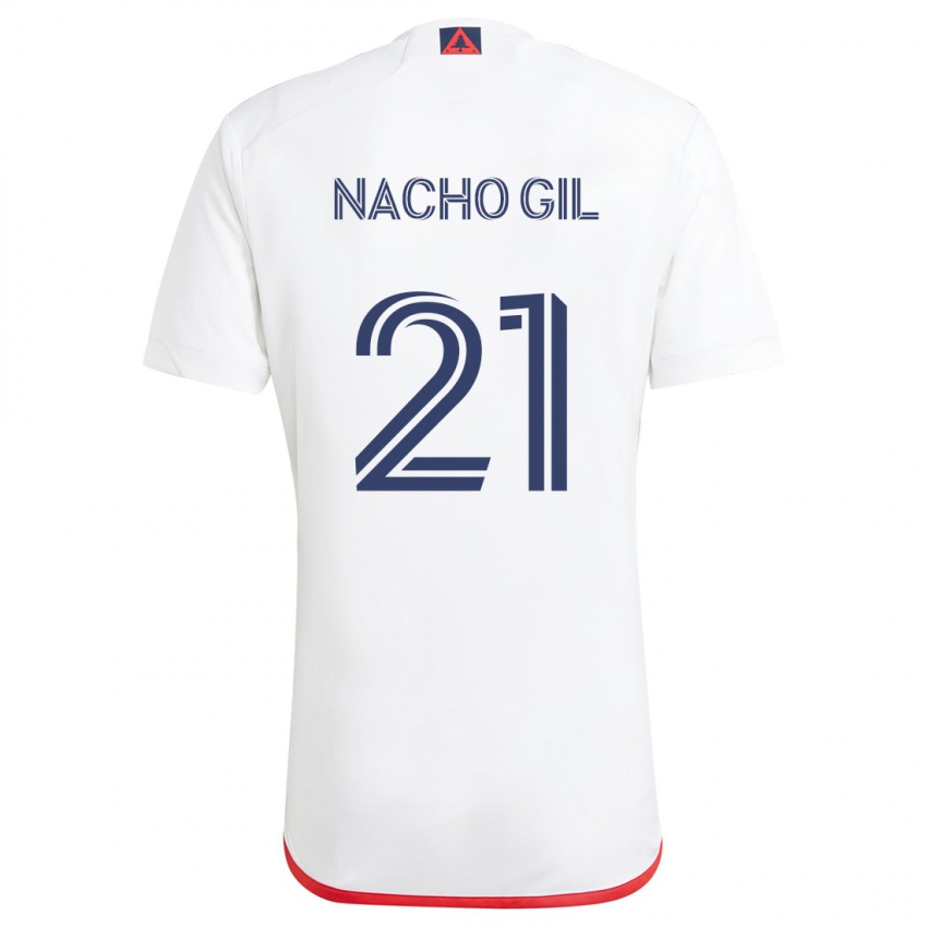 Kinderen Nacho Gil #21 Wit Rood Uitshirt Uittenue 2024/25 T-Shirt