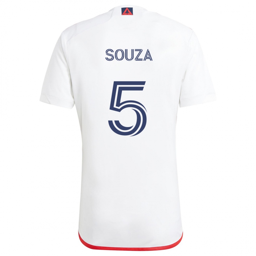 Kinderen Victor Souza #5 Wit Rood Uitshirt Uittenue 2024/25 T-Shirt