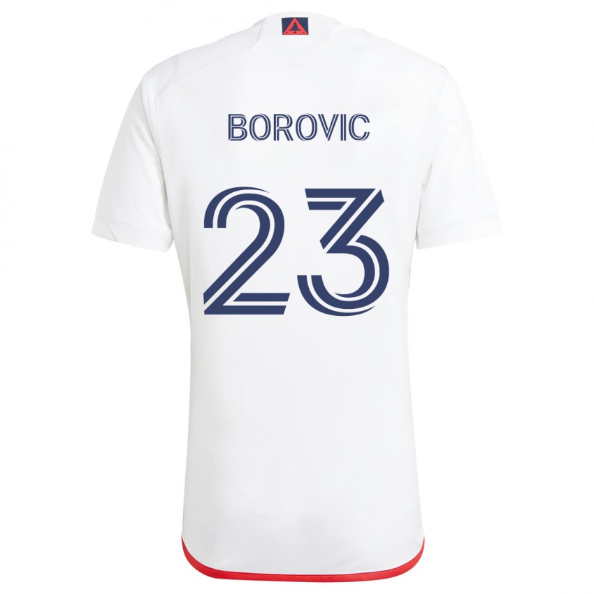 Kinderen Luka Borovic #23 Wit Rood Uitshirt Uittenue 2024/25 T-Shirt