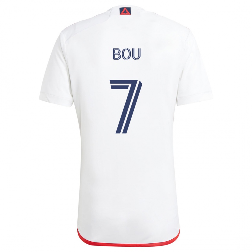 Kinderen Gustavo Bou #7 Wit Rood Uitshirt Uittenue 2024/25 T-Shirt