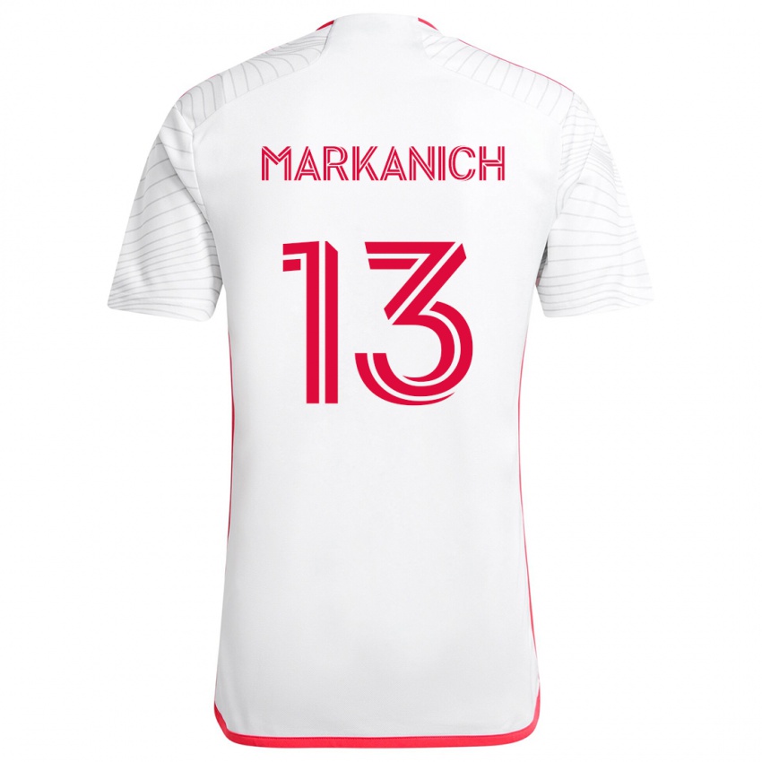 Kinderen Anthony Markanich #13 Wit Rood Uitshirt Uittenue 2024/25 T-Shirt