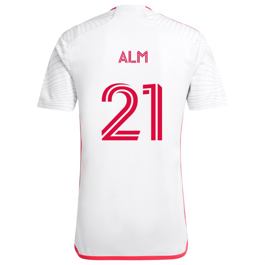 Kinderen Rasmus Alm #21 Wit Rood Uitshirt Uittenue 2024/25 T-Shirt