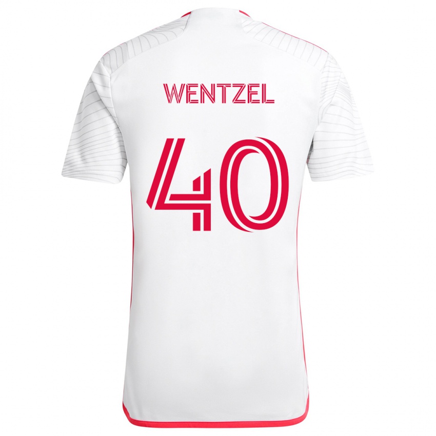 Kinderen Michael Wentzel #40 Wit Rood Uitshirt Uittenue 2024/25 T-Shirt