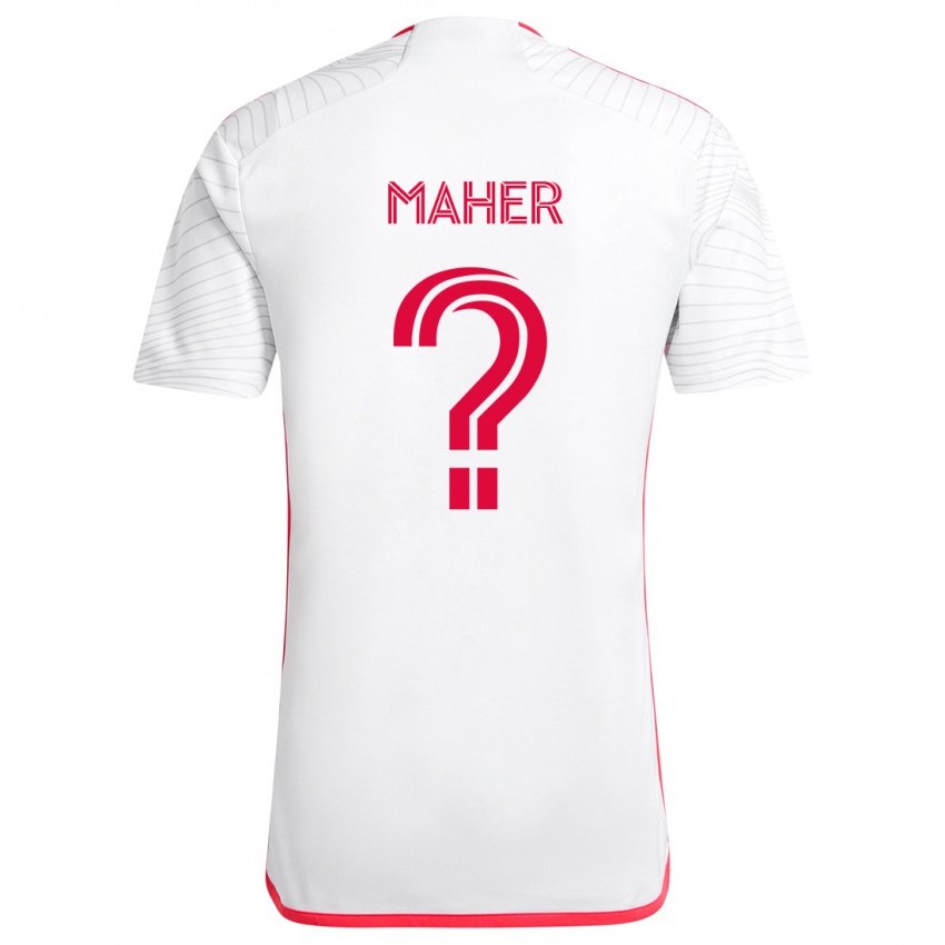 Kinderen Josh Maher #0 Wit Rood Uitshirt Uittenue 2024/25 T-Shirt