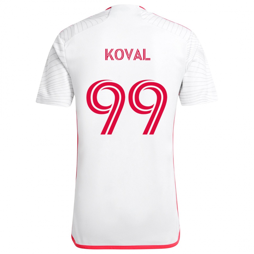 Kinderen Stanislav Koval #99 Wit Rood Uitshirt Uittenue 2024/25 T-Shirt