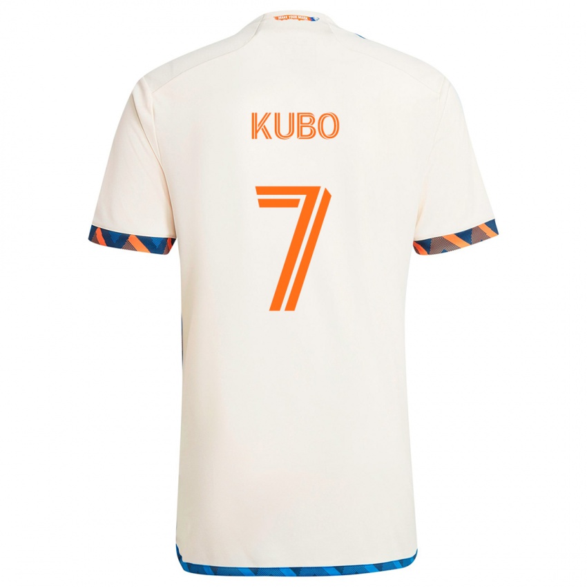 Kinderen Yuya Kubo #7 Wit Oranje Uitshirt Uittenue 2024/25 T-Shirt