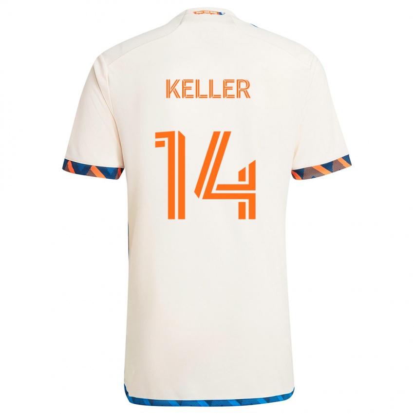 Kinderen Kipp Keller #14 Wit Oranje Uitshirt Uittenue 2024/25 T-Shirt