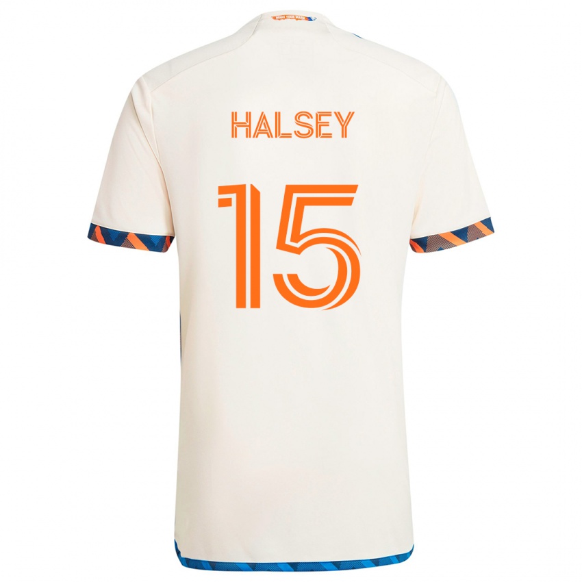 Kinderen Bret Halsey #15 Wit Oranje Uitshirt Uittenue 2024/25 T-Shirt