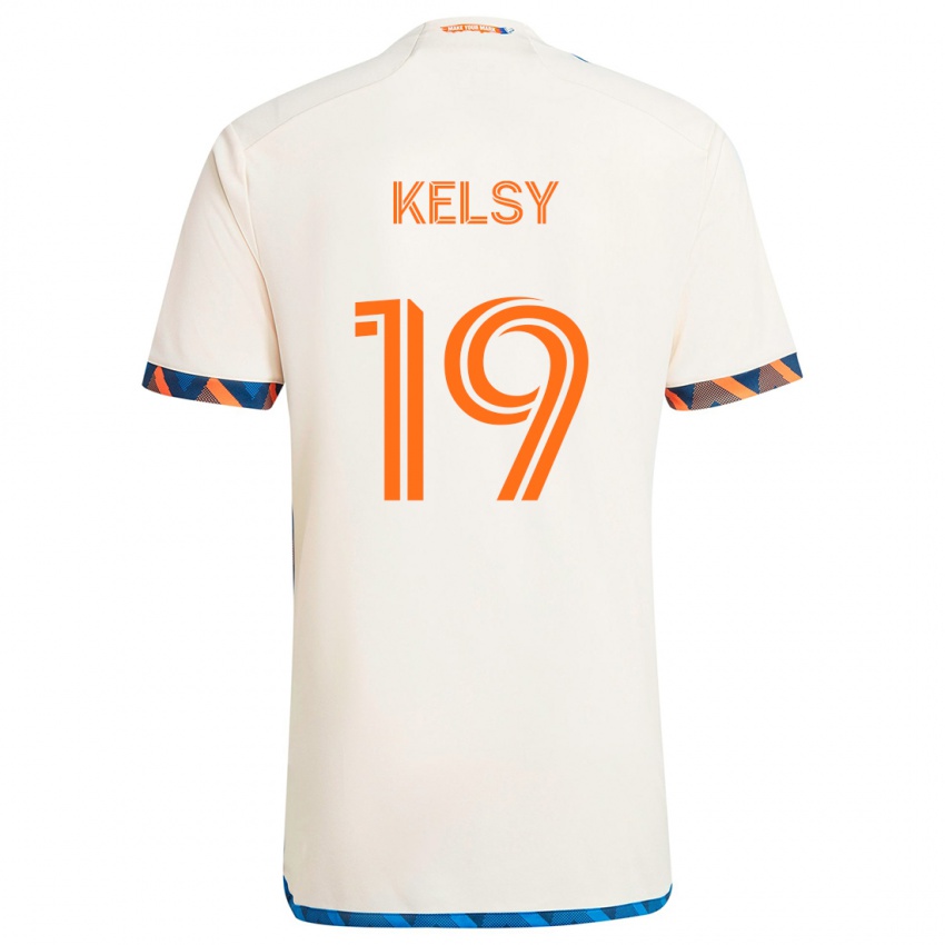 Kinderen Kevin Kelsy #19 Wit Oranje Uitshirt Uittenue 2024/25 T-Shirt