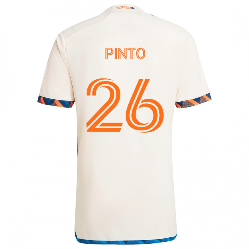 Kinderen Malik Pinto #26 Wit Oranje Uitshirt Uittenue 2024/25 T-Shirt