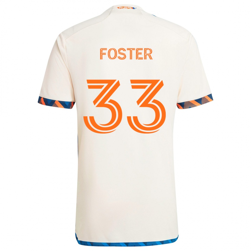 Kinderen Isaiah Foster #33 Wit Oranje Uitshirt Uittenue 2024/25 T-Shirt