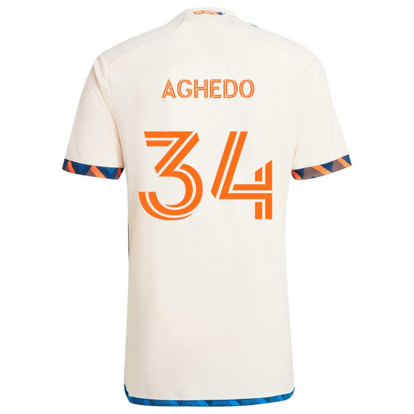 Kinderen London Aghedo #34 Wit Oranje Uitshirt Uittenue 2024/25 T-Shirt