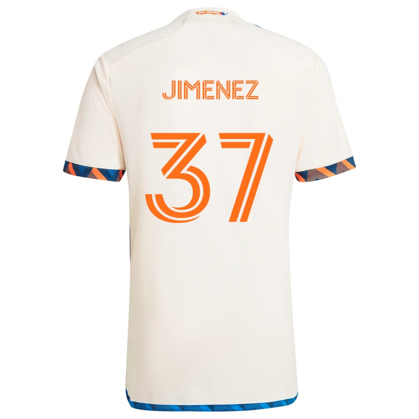 Kinderen Stiven Jimenez #37 Wit Oranje Uitshirt Uittenue 2024/25 T-Shirt