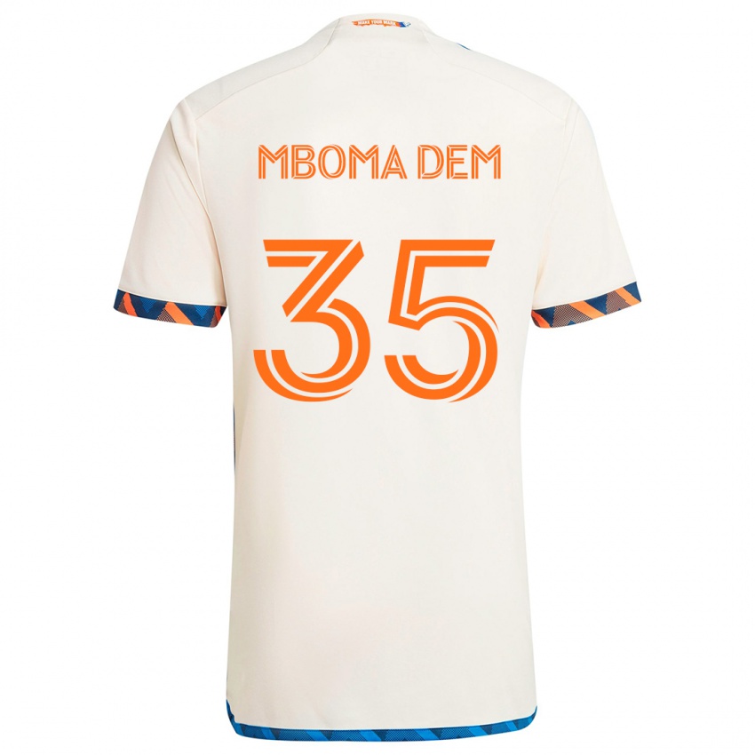 Kinderen Kenji Mboma Dem #35 Wit Oranje Uitshirt Uittenue 2024/25 T-Shirt