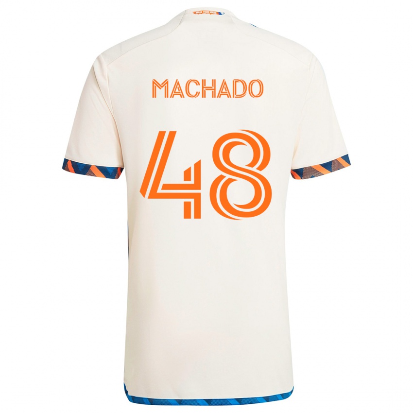 Kinderen Juan Machado #48 Wit Oranje Uitshirt Uittenue 2024/25 T-Shirt