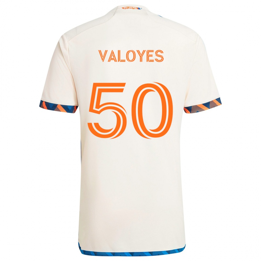 Kinderen Yeiner Valoyes #50 Wit Oranje Uitshirt Uittenue 2024/25 T-Shirt