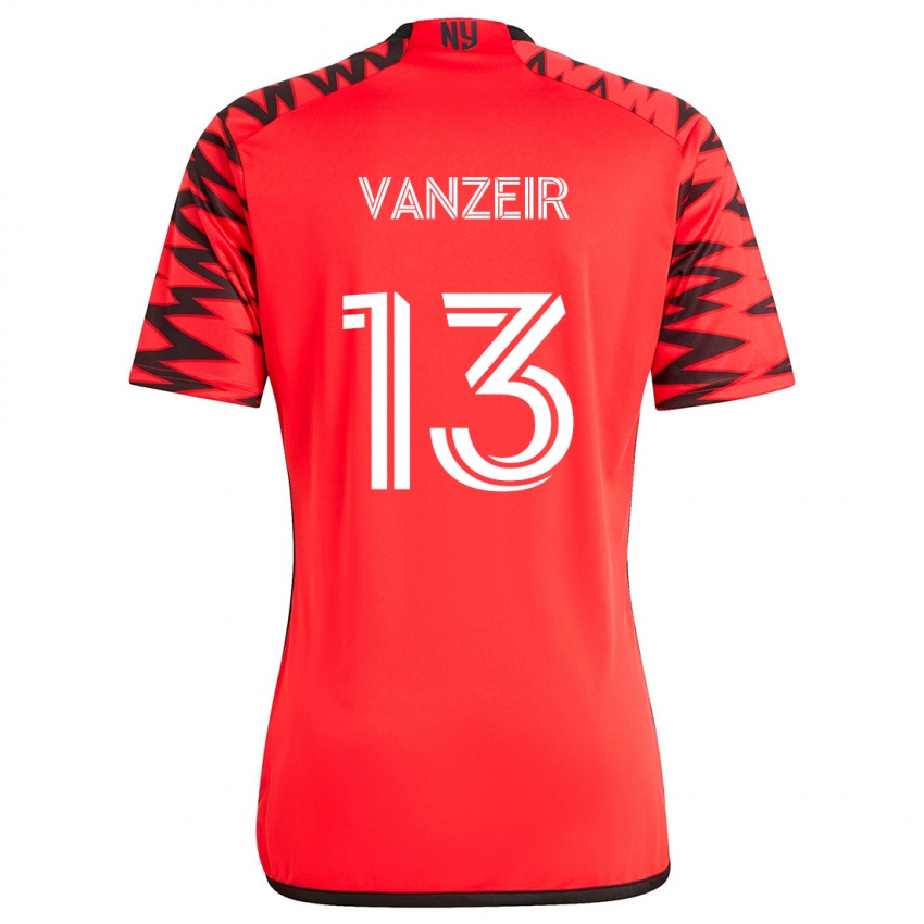 Kinderen Dante Vanzeir #13 Rood Zwart Wit Uitshirt Uittenue 2024/25 T-Shirt