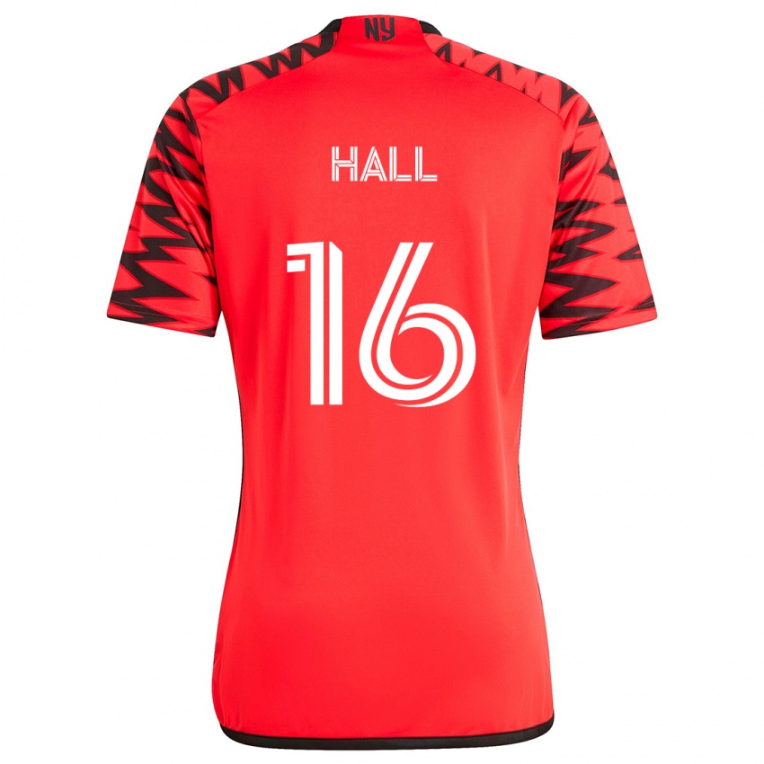 Kinderen Julian Hall #16 Rood Zwart Wit Uitshirt Uittenue 2024/25 T-Shirt